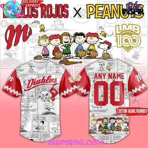 Diablos Rojos X Peanuts Custom Edition Baseball Jersey Image