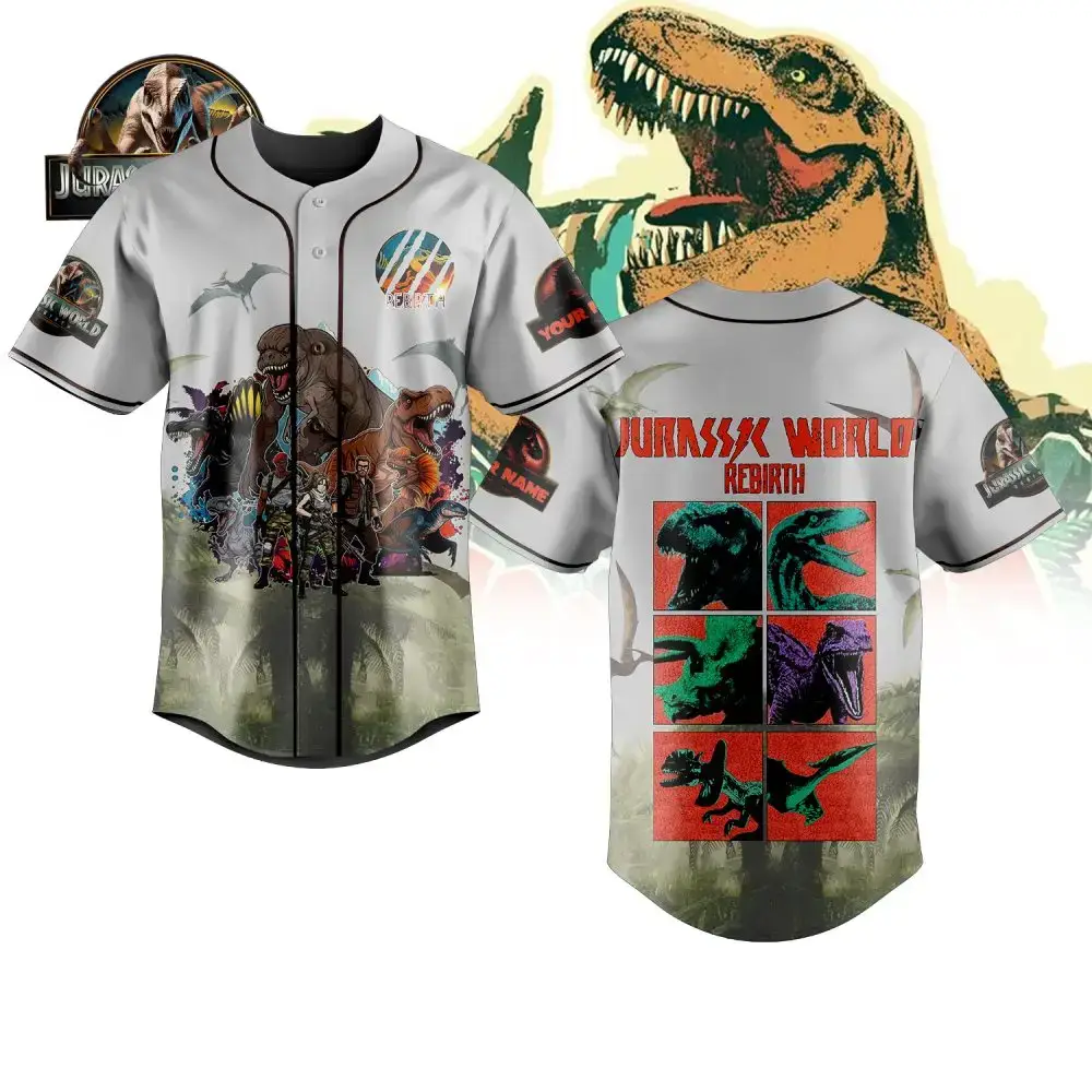 Dinosaur Baseball Jersey - Jurassic Graphic Tee For Fans & Collectors Image