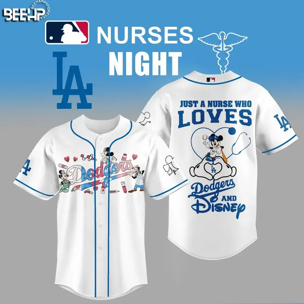Disney Dodgers Nurse Night Baseball Jersey - Perfect Gift For Healthcare Heroes & Mlb Fans! Image