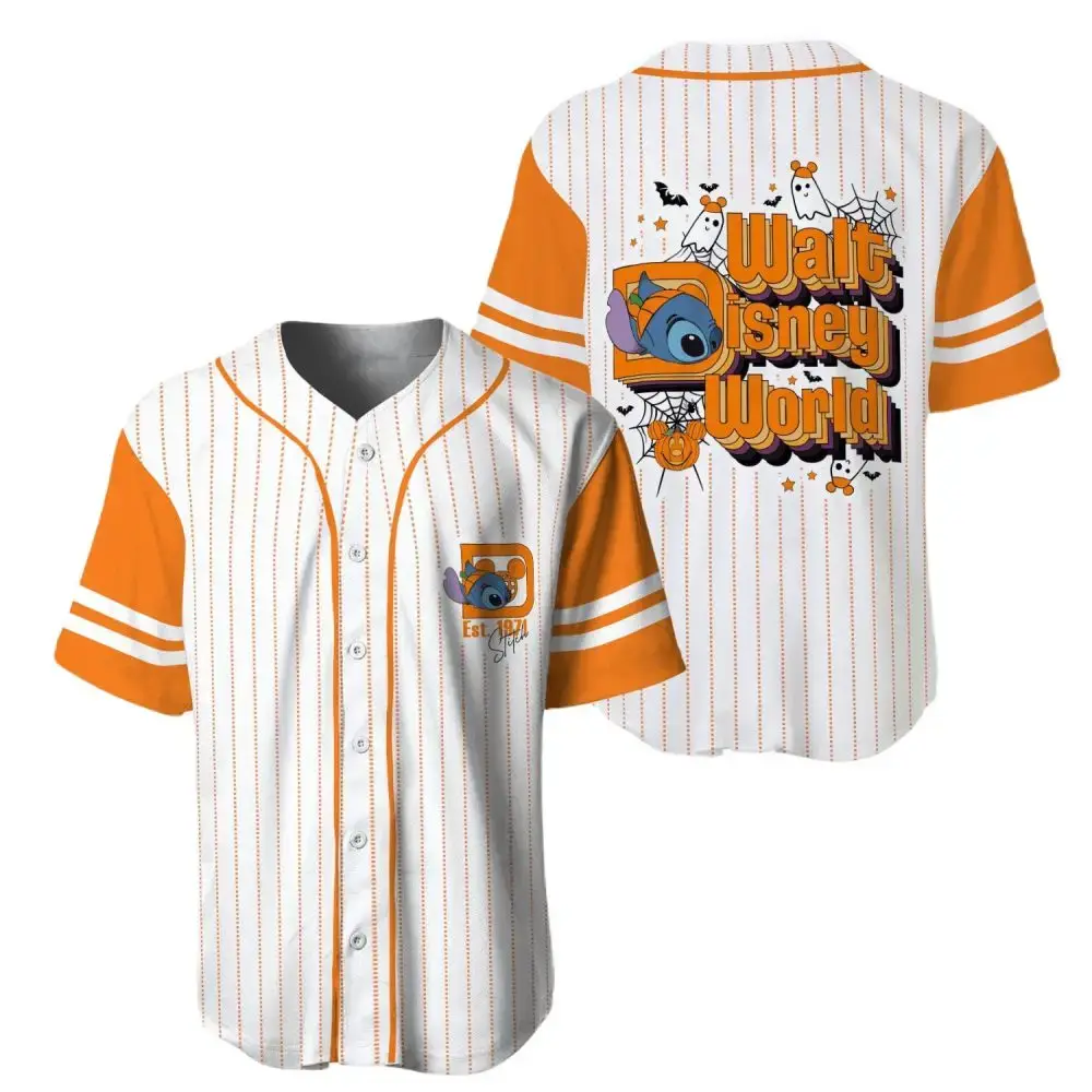 Disney Halloween Baseball Jersey – Fun Stitch & Ghosts Design For Fans Image