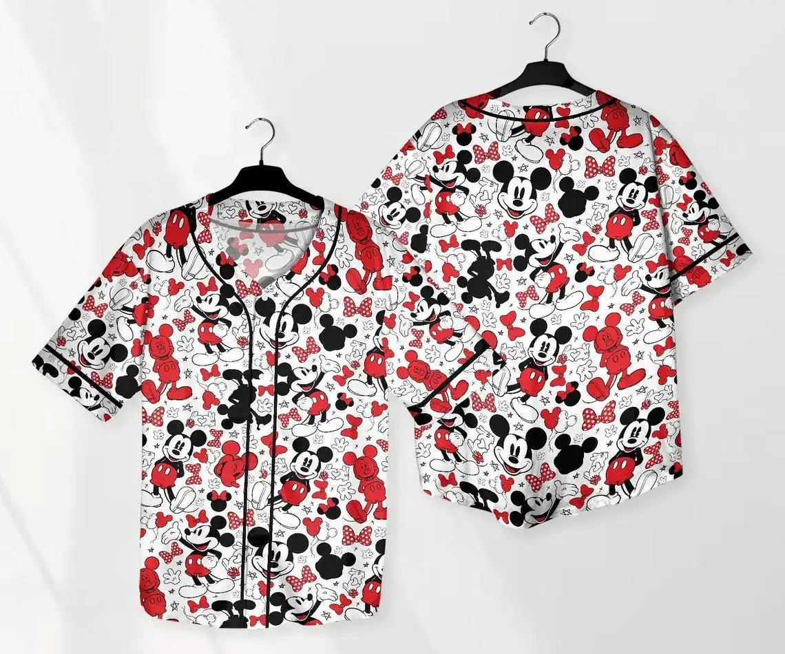 Disney Mickey & Friends Baseball Jersey Shirt - Fun Cartoon Print For Adults & Kids Image