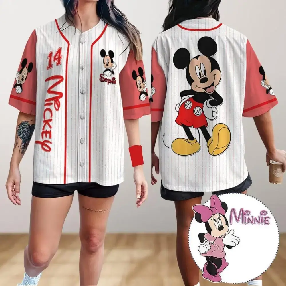 Disney Mickey & Minnie Baseball Jersey - Stylish Cartoon Fan Apparel For Adults Image
