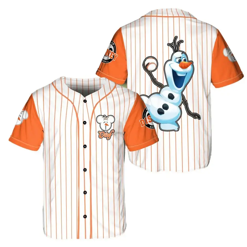 Disney Olaf Baseball Jersey – Fun & Stylish Striped Shirt For Fans Image