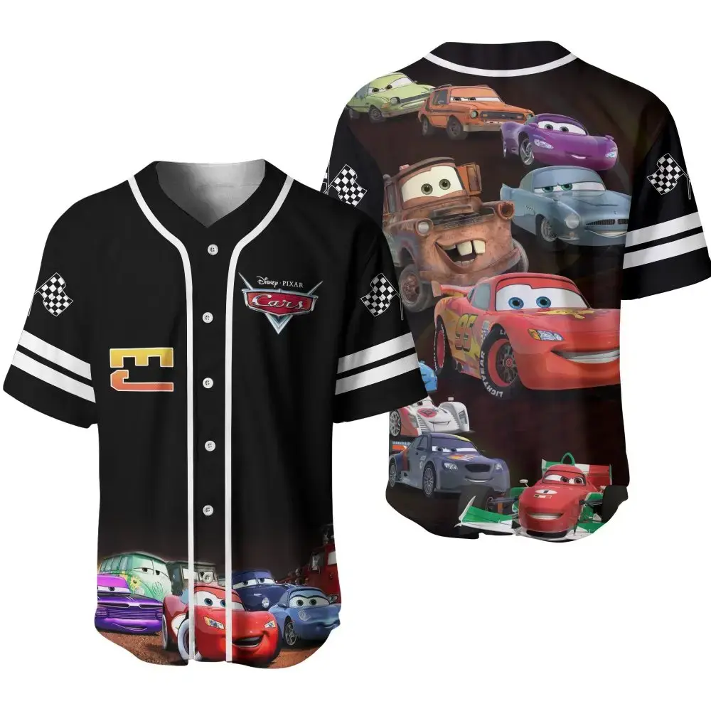 Disney Pixar Cars Baseball Jersey For Kids - Vibrant Racing Design, Perfect Gift! Image