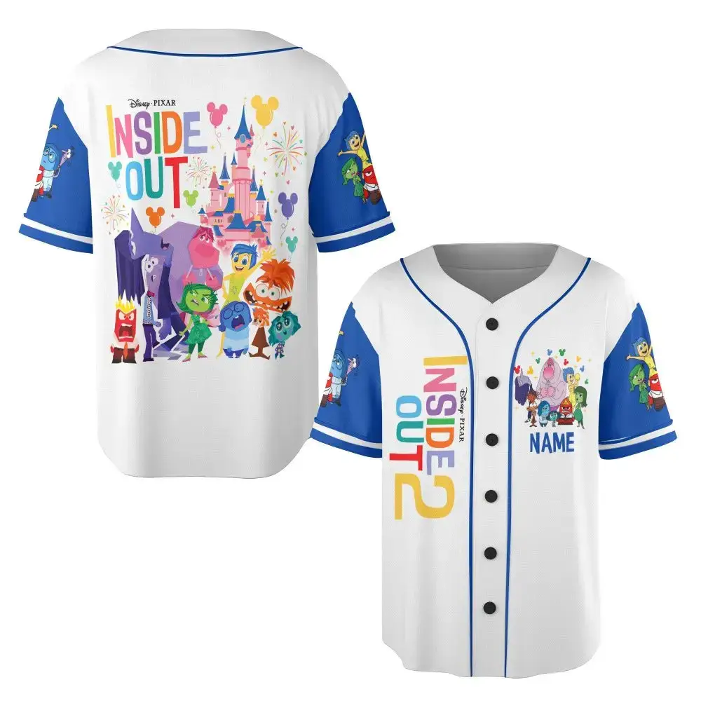 Disney Pixar Inside Out 2 Custom Baseball Jersey - Vibrant Character Design For Kids & Fans Image