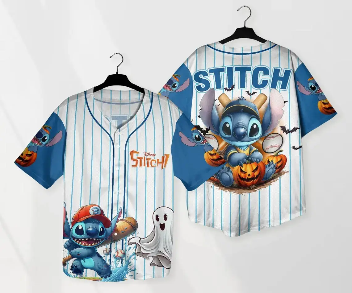 Disney Stitch Halloween Baseball Jersey - Fun & Festive Design For Fans Image