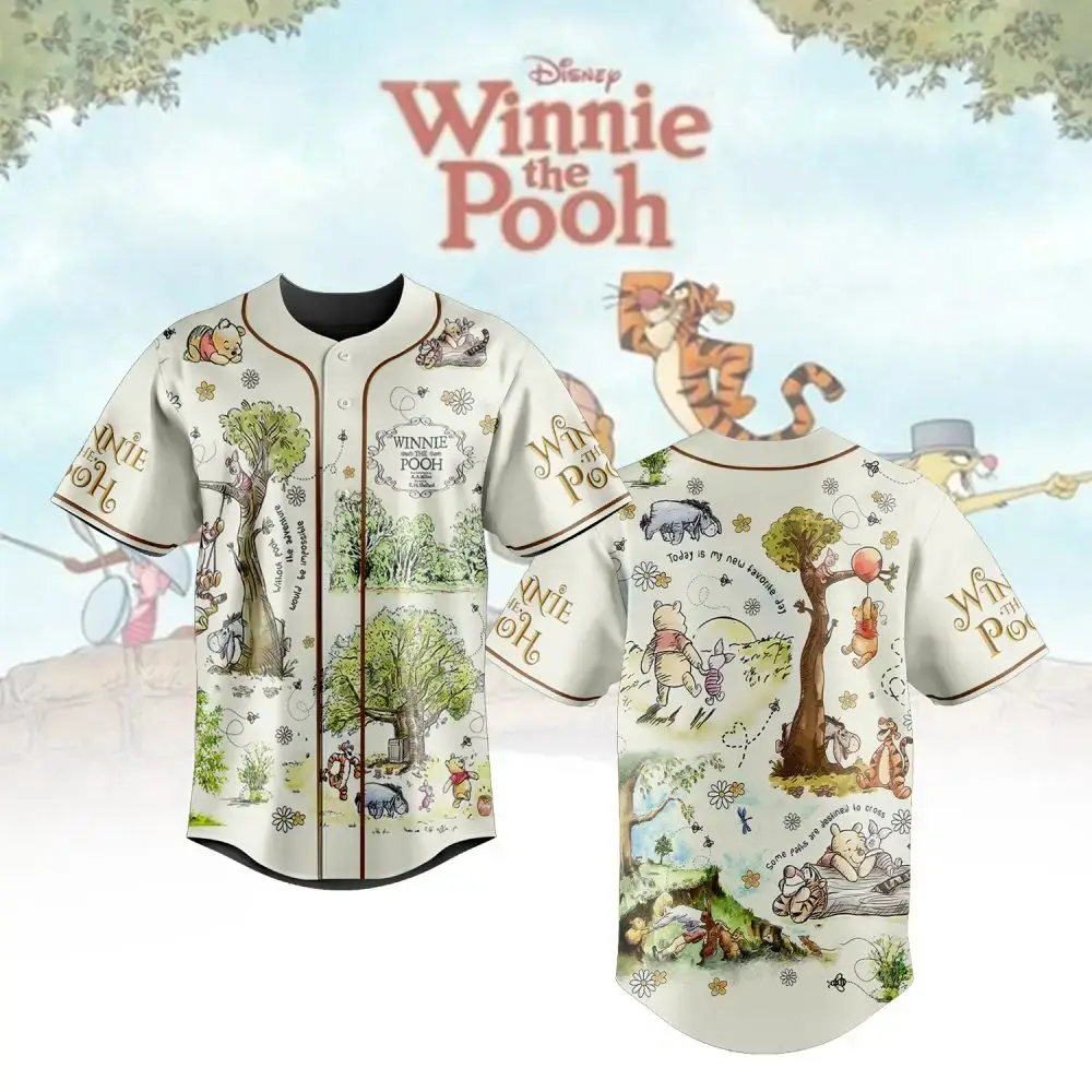 Disney Winnie The Pooh Baseball Jersey – Adorable Cartoon Print For Kids & Adults Image