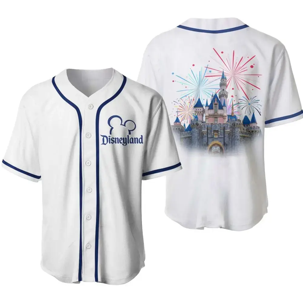 Disneyland Baseball Jersey - Magical Castle & Fireworks Design, Unisex, Comfortable Fit Image