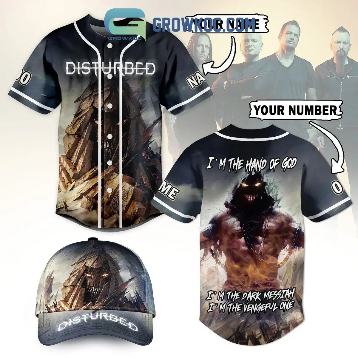 Disturbed I'm The Hand Of God Personalized Baseball Jersey Image