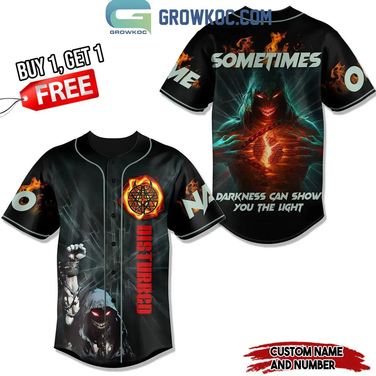 Disturbed Sometimes Darkness Can Show You The Light Personalized Baseball Jersey Image