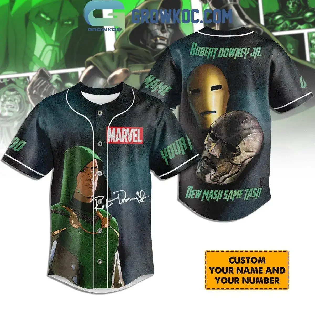 Doctor Doom Robert Downey Jr. New Mask Personalized Baseball Jersey Image