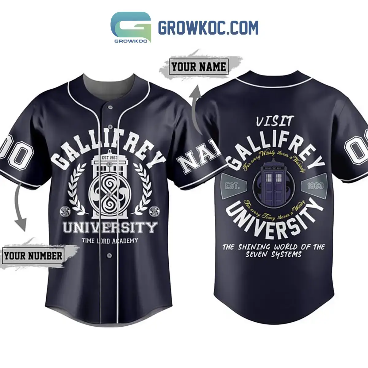 Doctor Who University of Gallifrey Personalized Baseball Jersey Image