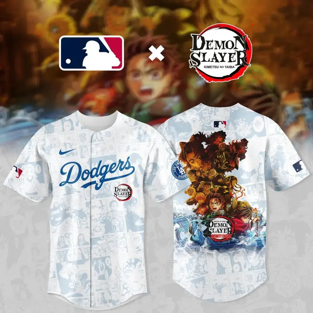 Dodgers X Demon Slayer Limited Edition Baseball Jersey - Anime Fans Must-Have! Image