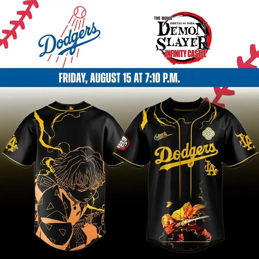 Dodgers X Demon Slayer Limited Edition Baseball Jersey - Exclusive Design Image