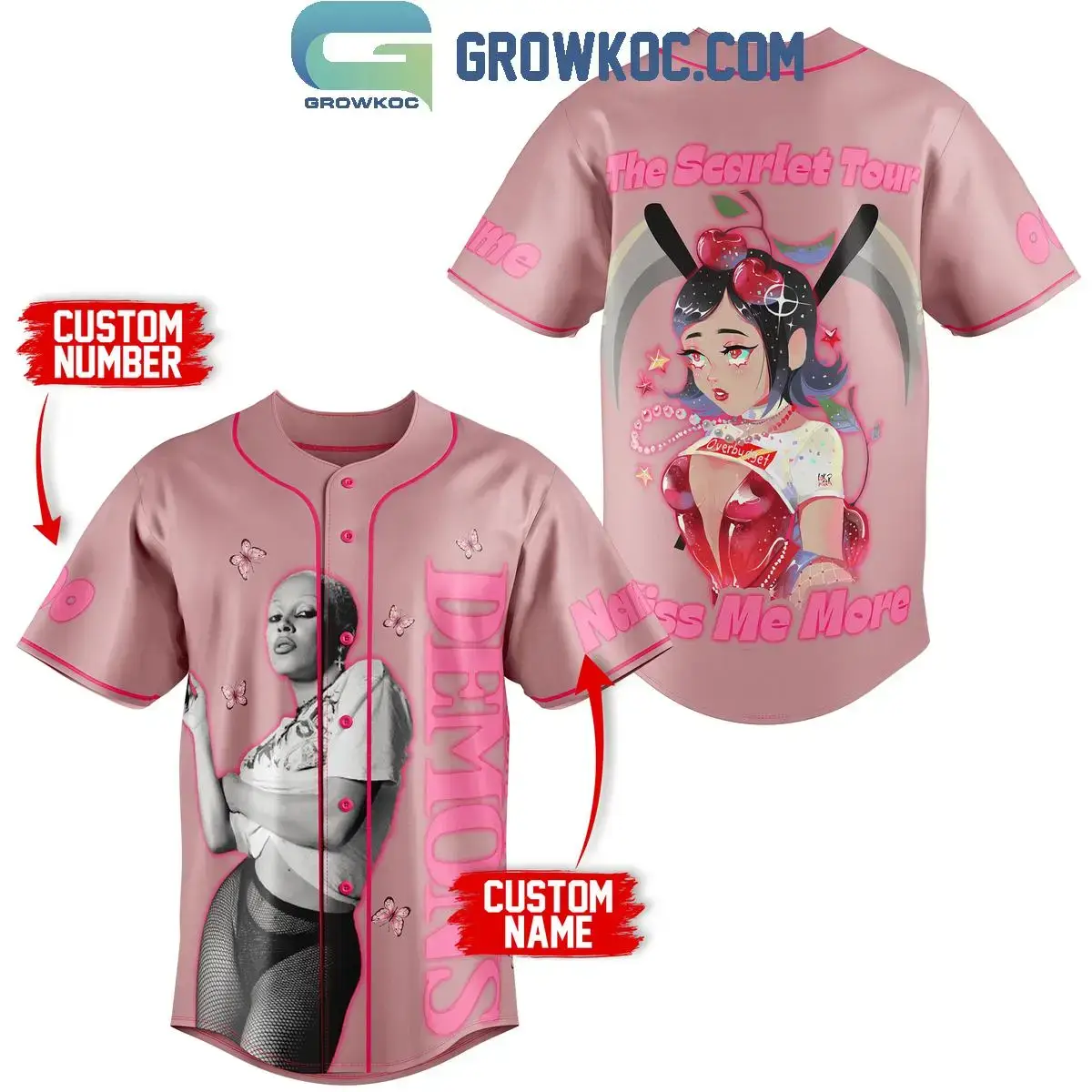 Doja Cat The Scarlet Tour Kiss Me More Personalized Baseball Jersey Image
