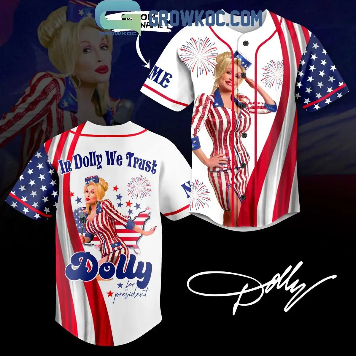 Dolly Parton For President In Dolly We Trust Personalized Baseball Jersey Image