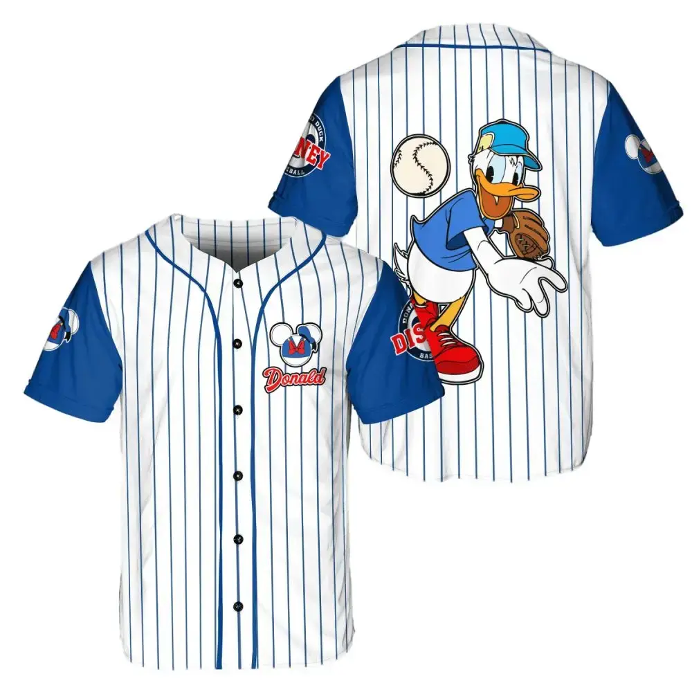 Donald Duck Baseball Jersey – Classic Striped Design, Perfect For Disney Fans Image