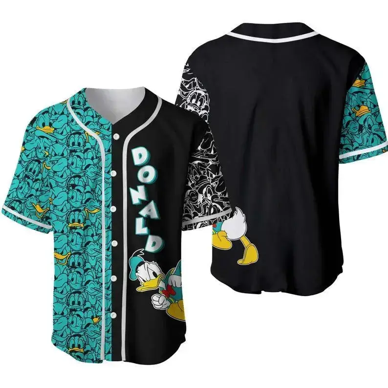 Donald Duck Graphic Baseball Jersey - Vibrant Cartoon Print Shirt For Fans Image