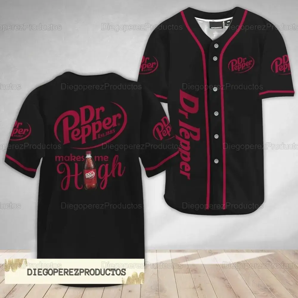 Dr Pepper Baseball Jersey - Premium Black & Red Fan Apparel For Ultimate Style Image