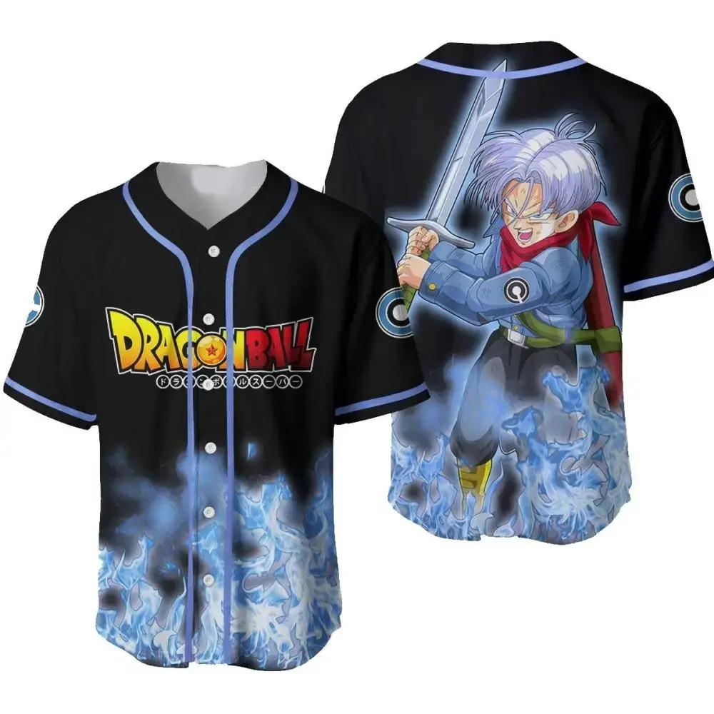 Dragon Ball Anime Baseball Jersey - Trunks Design - Unisex Cosplay Shirt - Fan Gift Image