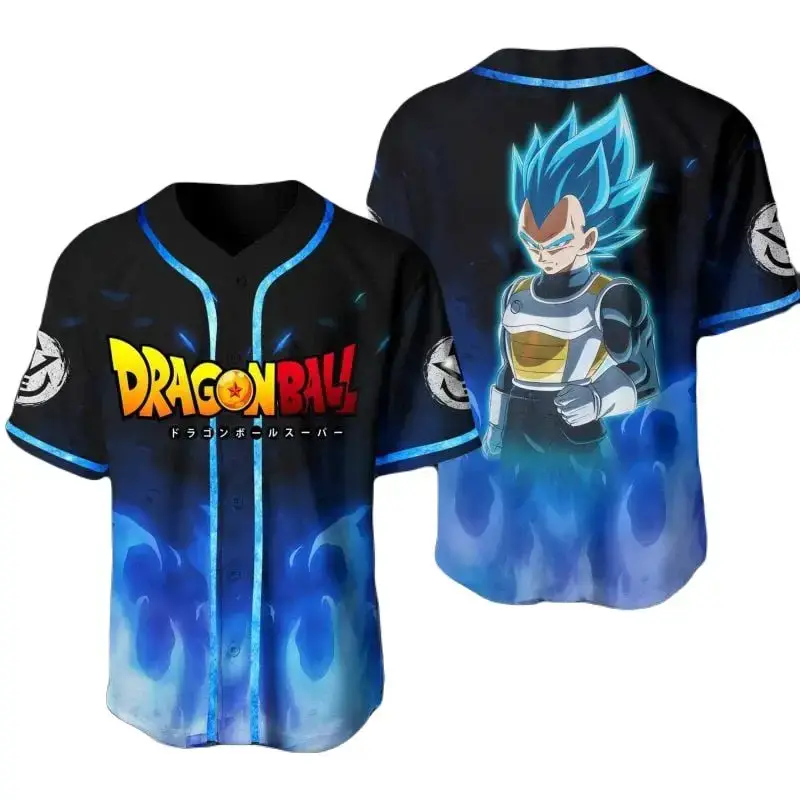 Dragon Ball Super Baseball Jersey – Blue Flame Vegeta Design – Anime Fans Gift Image