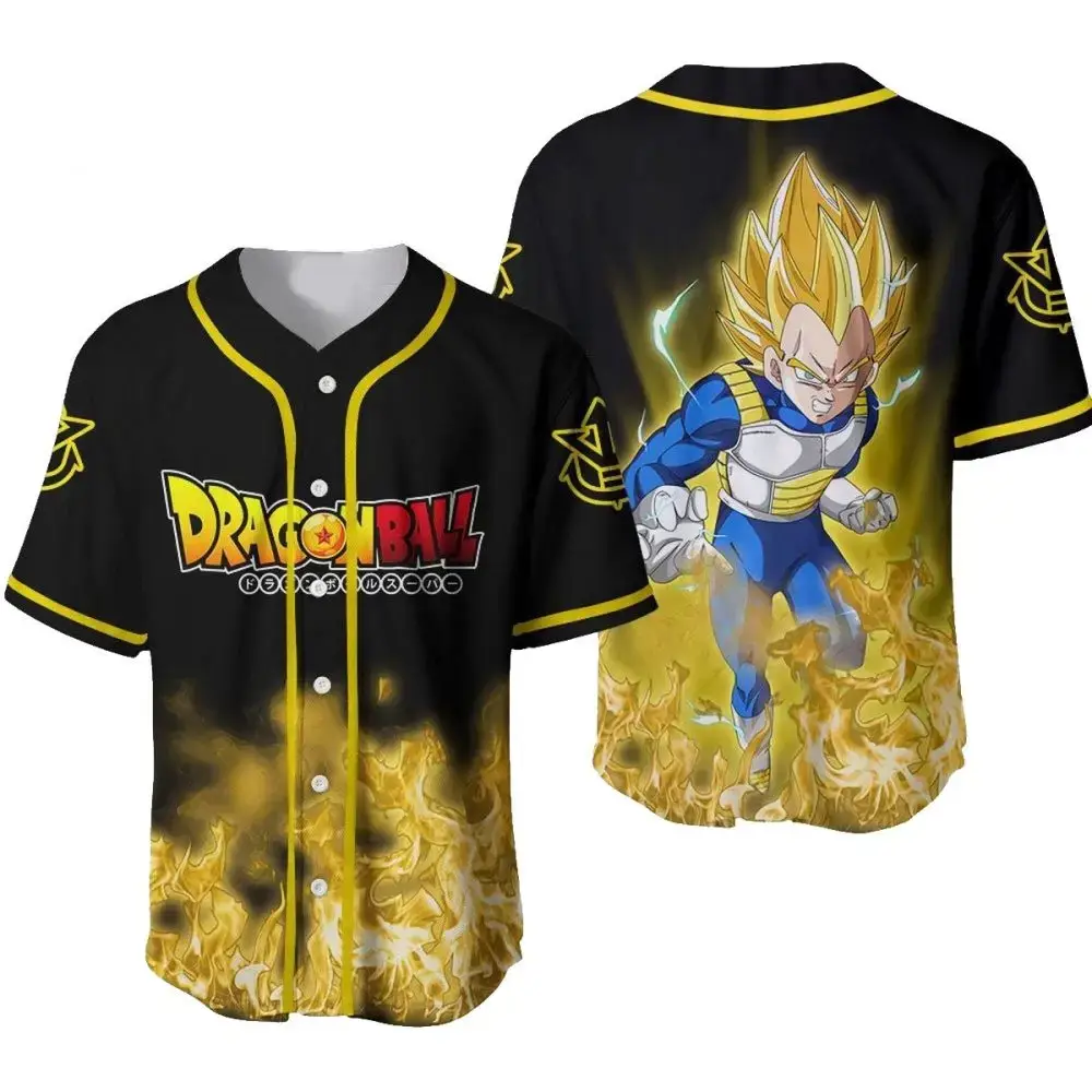 Dragon Ball Super Saiyan Vegeta Baseball Jersey - Anime Fan Apparel Image
