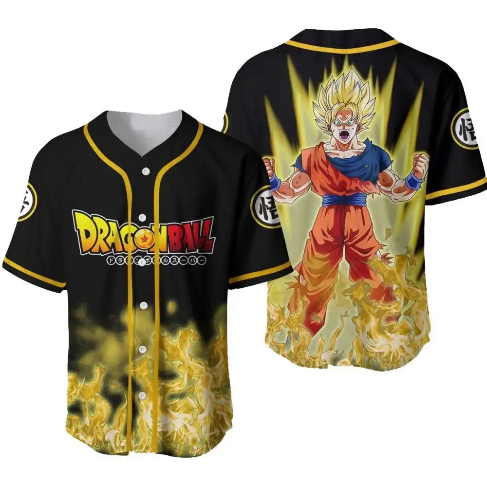 Dragon Ball Z Baseball Jersey - Super Saiyan Goku Design , Unisex Anime Apparel Image