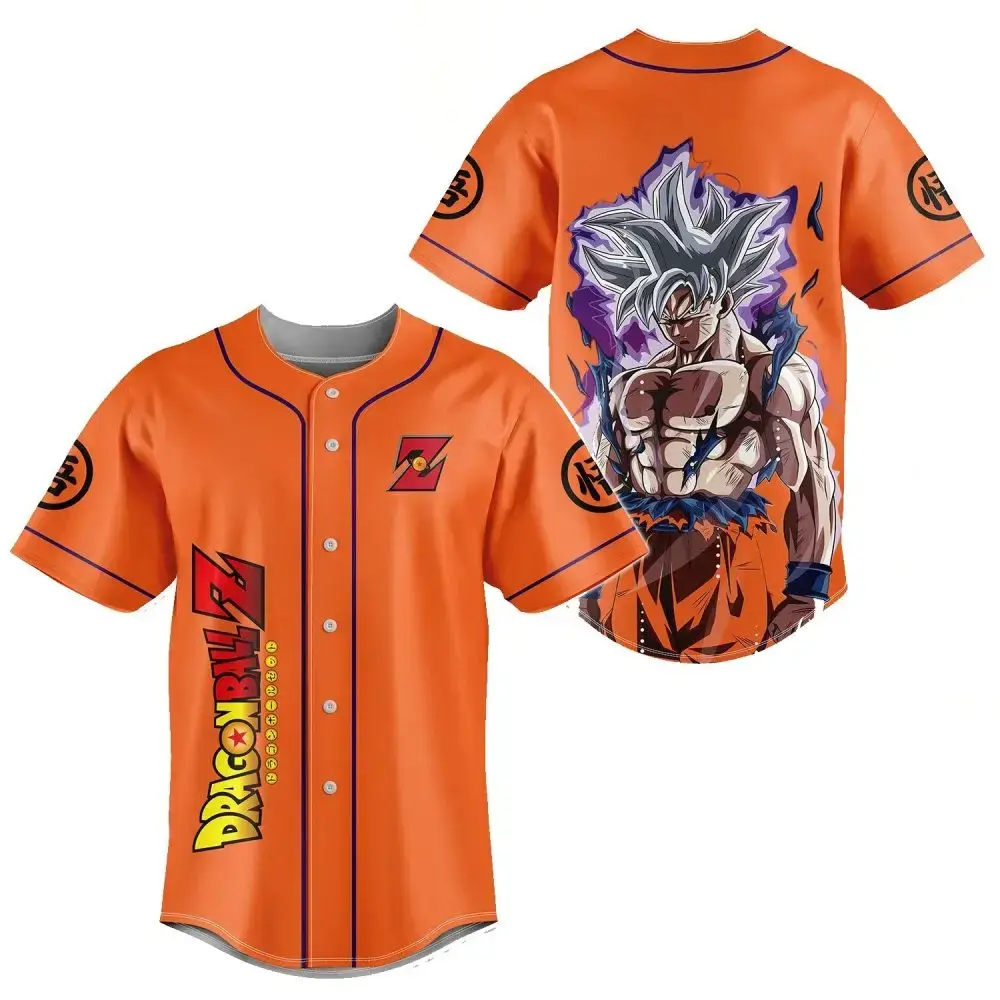 Dragon Ball Z Ultra Instinct Goku Baseball Jersey – Vibrant Anime Fan Apparel Image