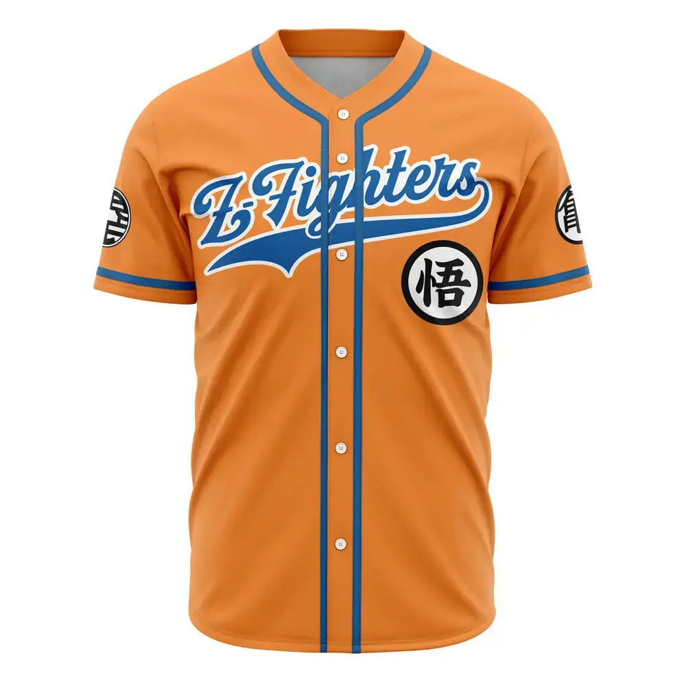 Dragon-Inspired Z-Fighters Baseball Jersey - Vibrant Orange, Premium Quality For Fans Image