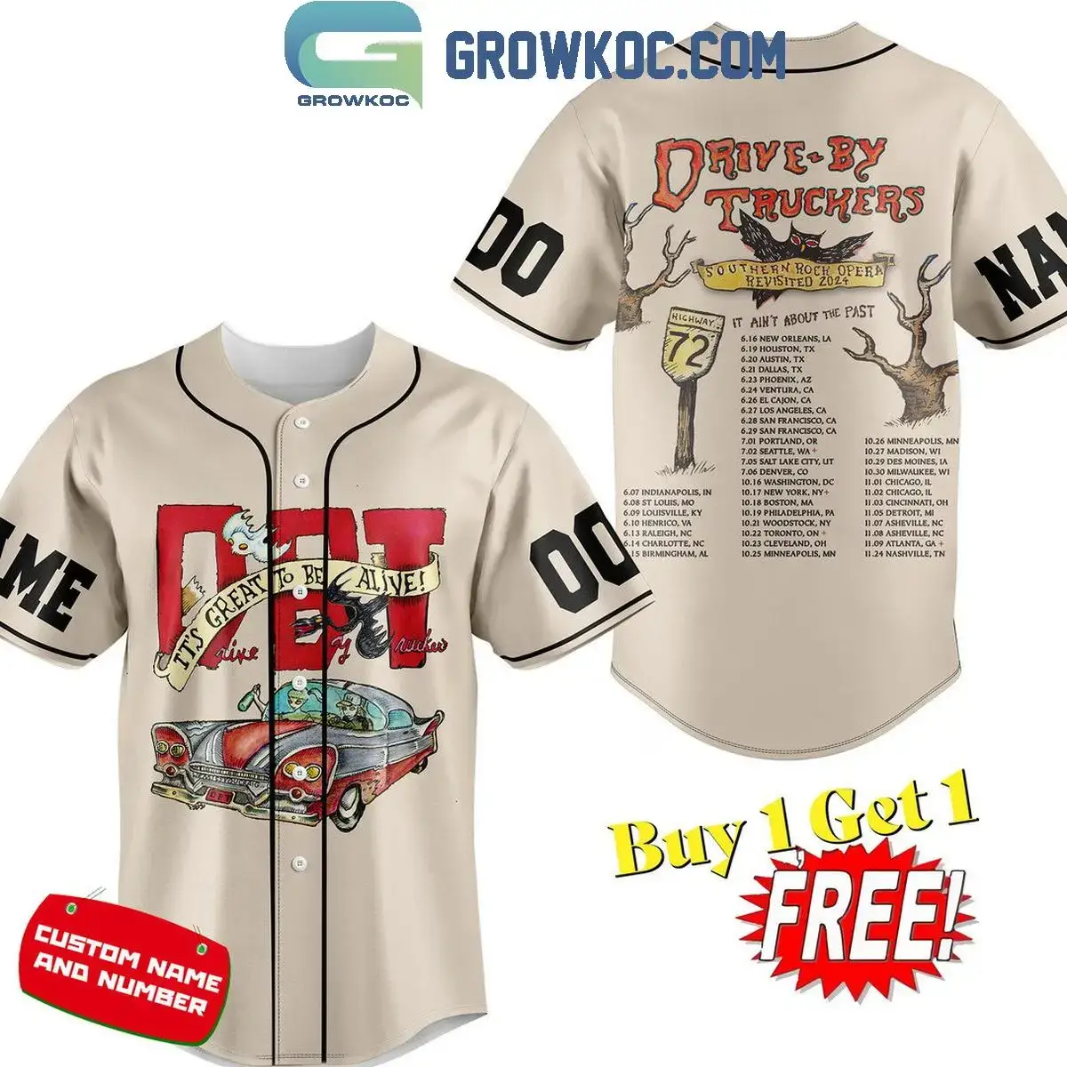 Drive-By Truckers It's Great To Be Alive Personalized Baseball Jersey Image