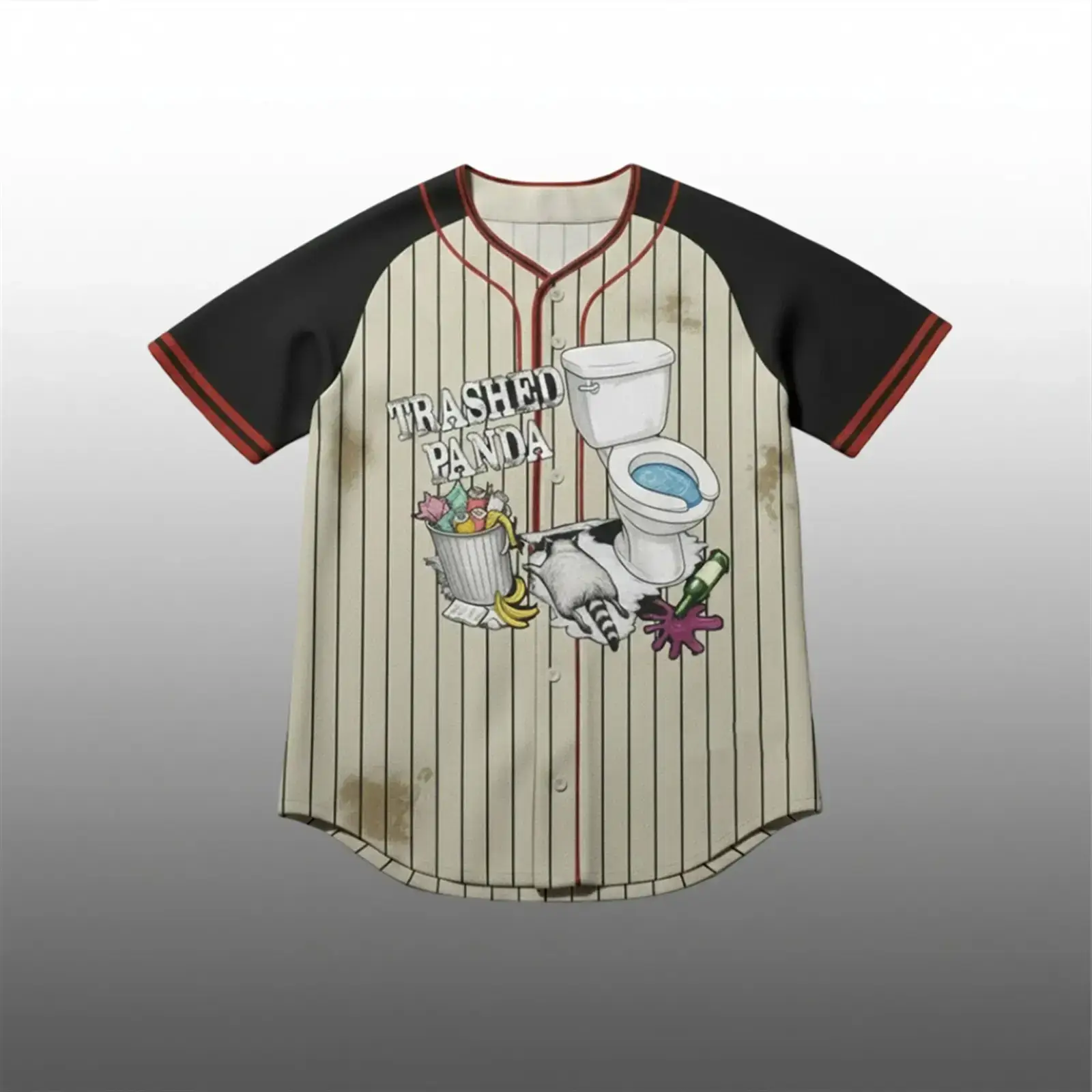 Drunk Raccoon Trashed Panda Baseball Jersey Image