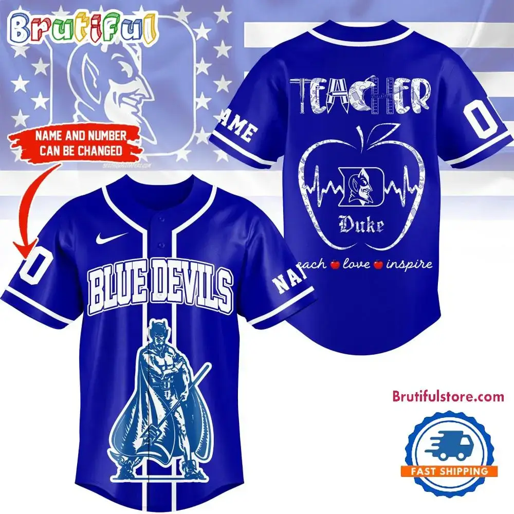 Duke Blue Devils Mascot Teacher Appreciation Month Baseball Jersey Image
