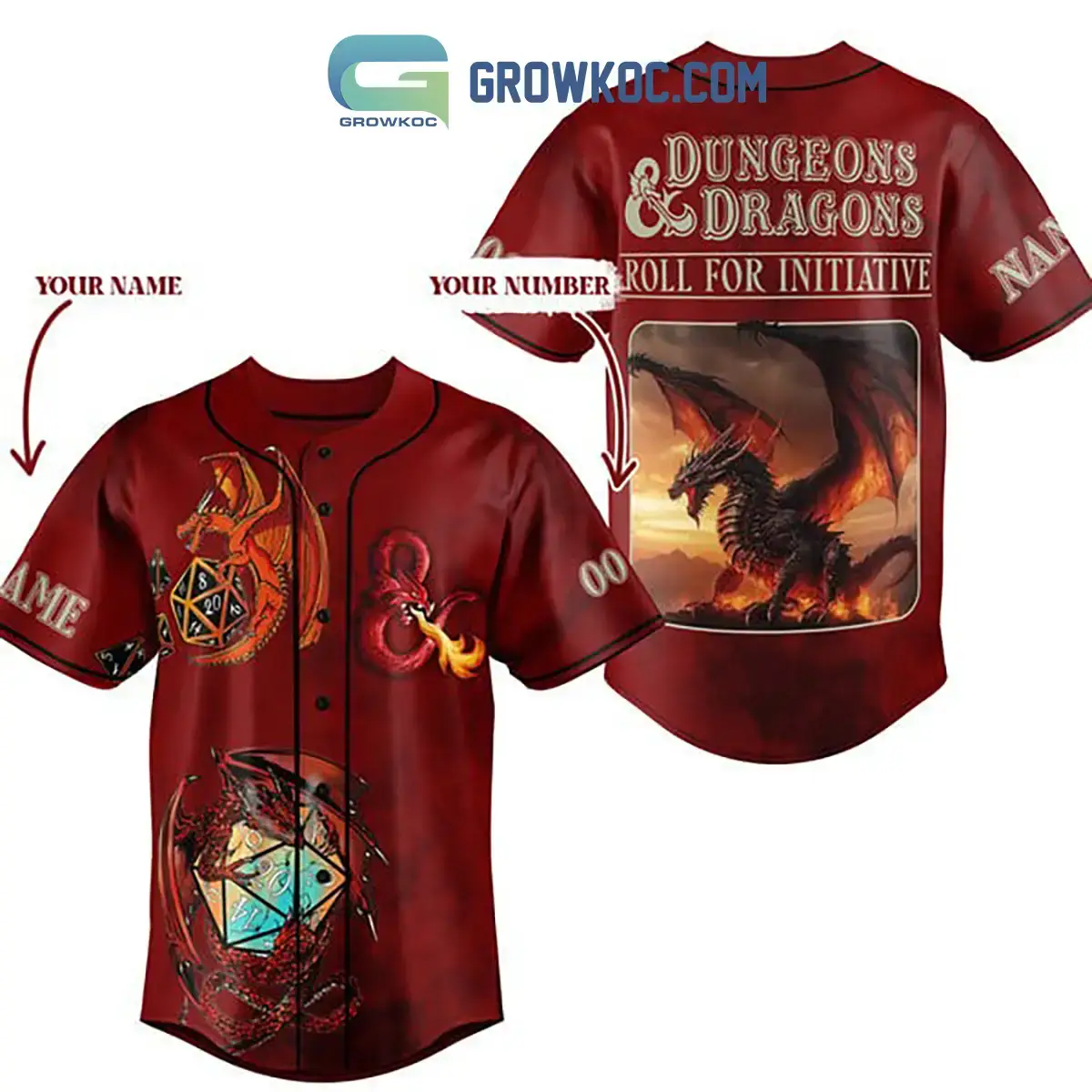 Dungeons & Dragons Roll For Initiative Personalized Baseball Jersey Red Version Image
