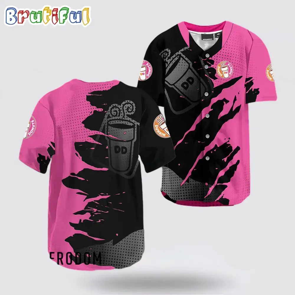 Dunkin Donuts Metal Crack Pattern Baseball Jersey Image