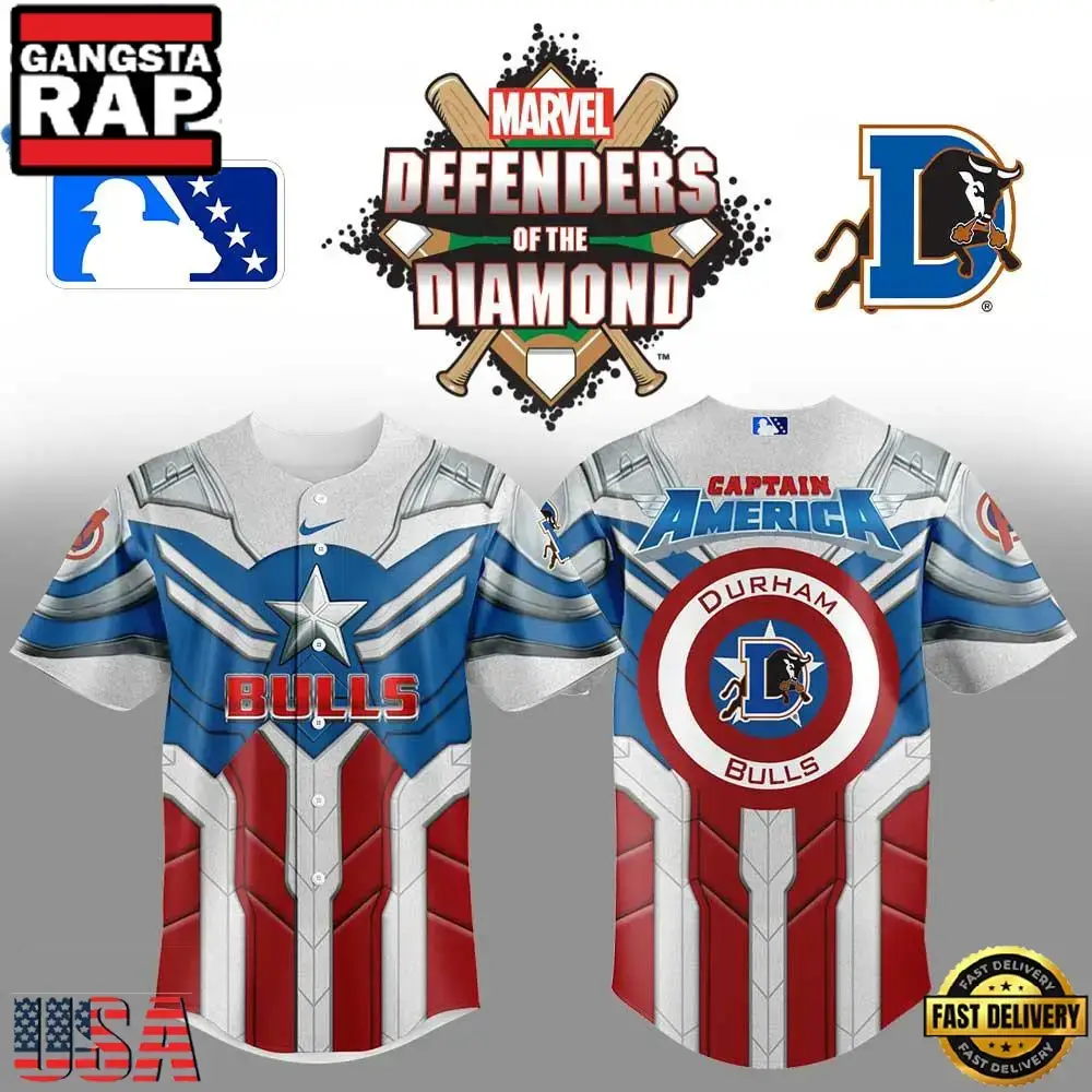 Durham Bulls x Marvel Defenders Of The Diamond New Design Baseball Jersey Image