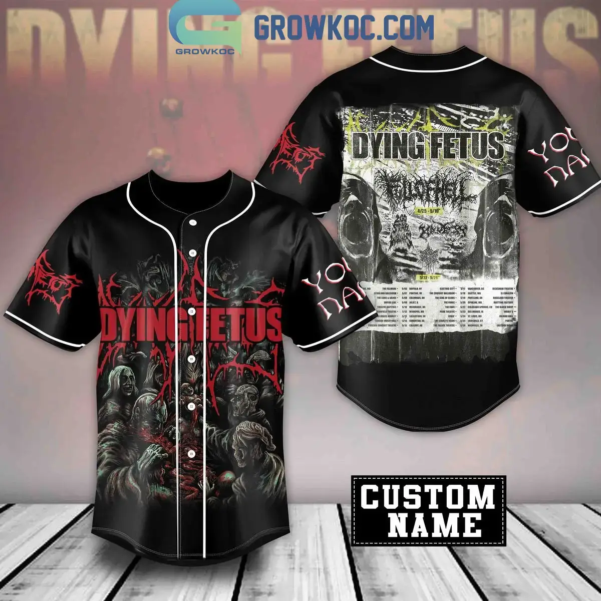 Dying Fetus Full Of Hell Band Personalized Baseball Jersey Image