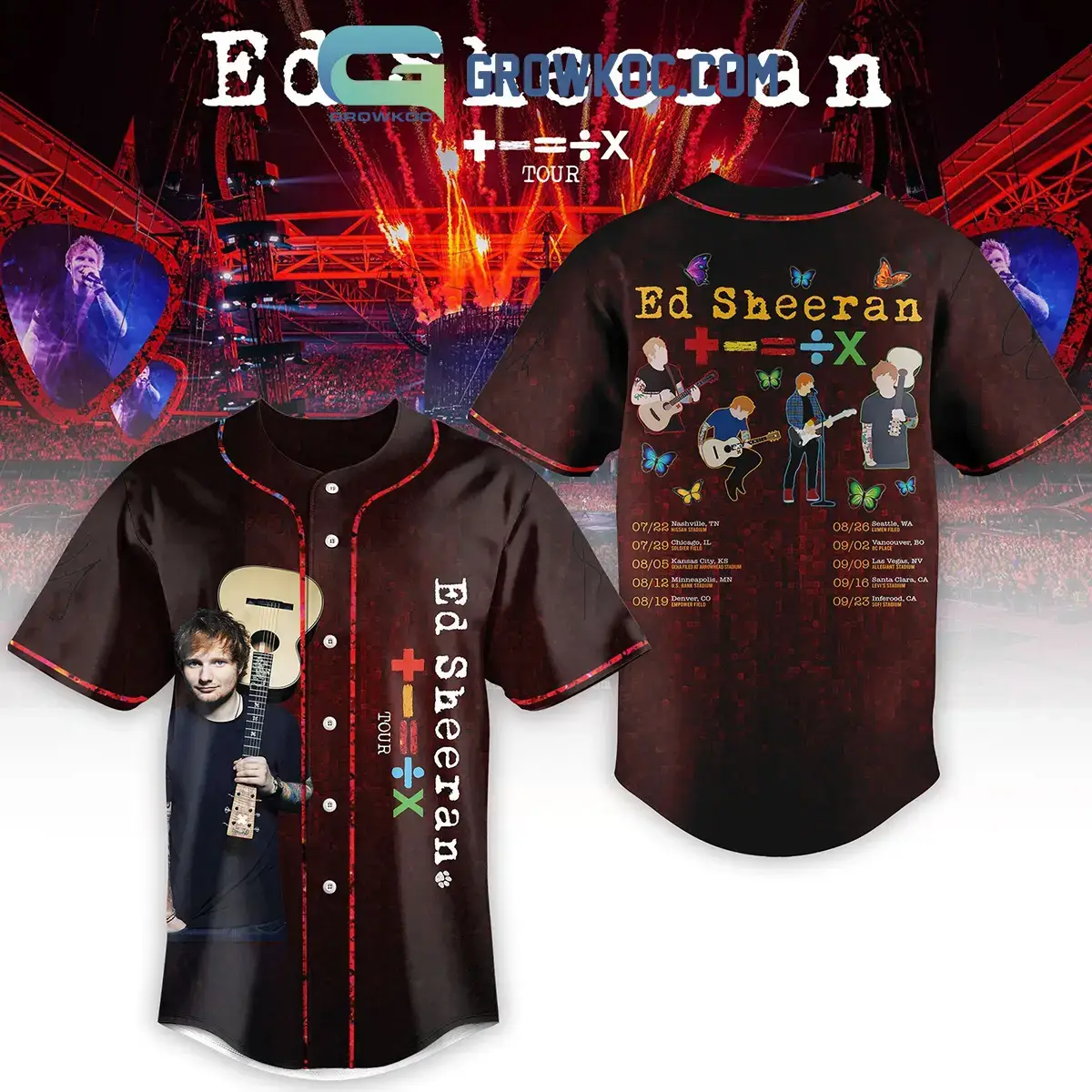 Ed Sheeran Tour 2023 Baseball Jersey Image