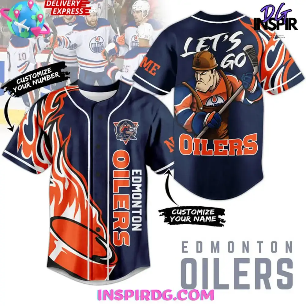 Edmonton Oilers Custom Name Baseball Jersey Image