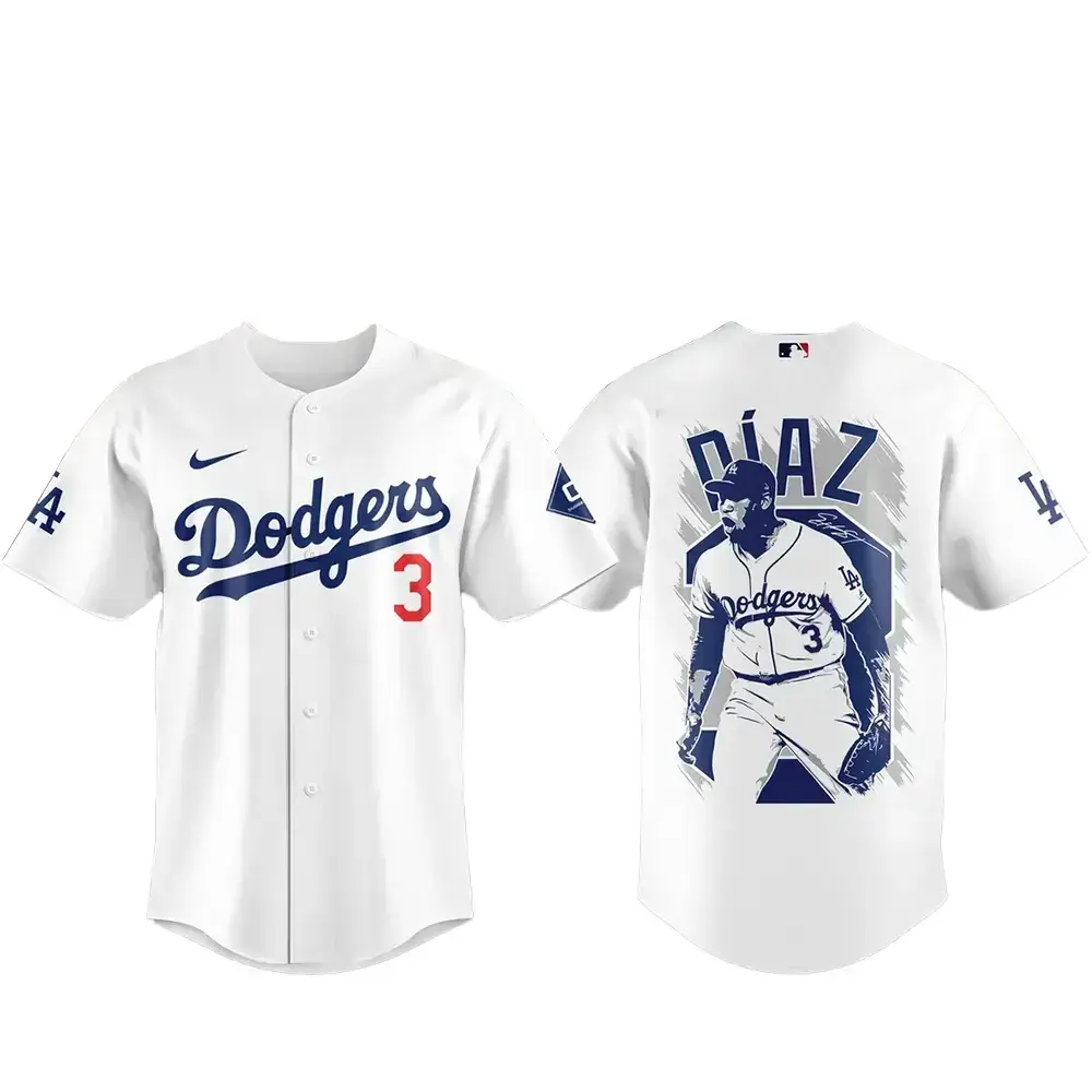 Edwin Diaz Welcome To Los Angeles Dodgers Baseball Jersey Image