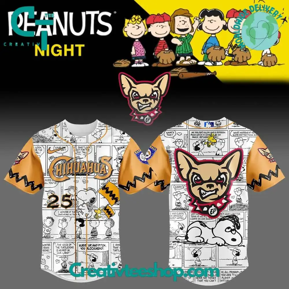 El Paso Chihuahuas 75Th Anniversary Of Peanuts Special Baseball Jersey Image