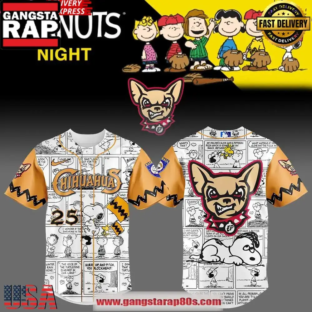 El Paso Chihuahuas 75th Anniversary of Peanuts Special Baseball Jersey Shirt Image