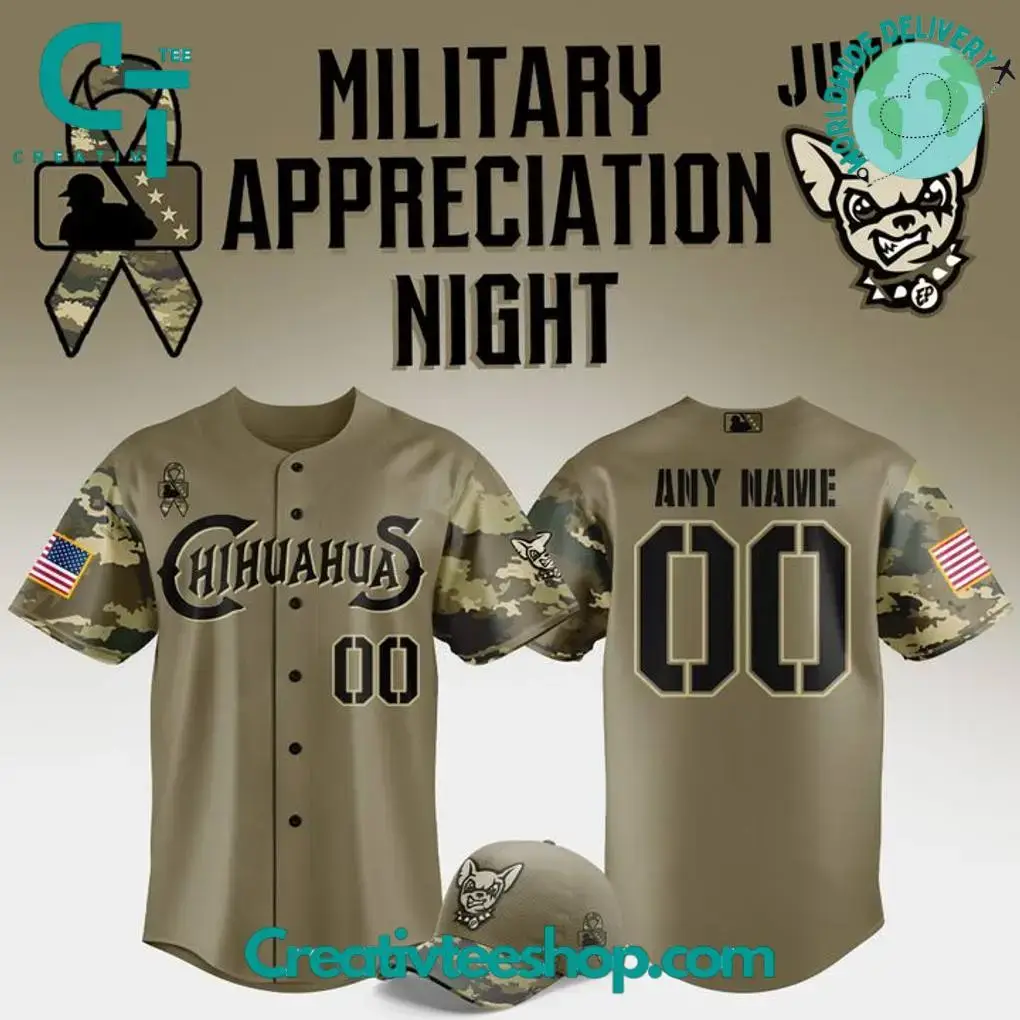 El Paso Chihuahuas Appreciation Night 2025 Camo Baseball Jersey Image