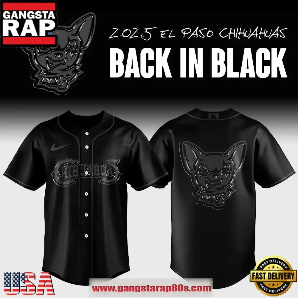 El Paso Chihuahuas Back In Black Limited Edition Baseball Jersey Shirt Image