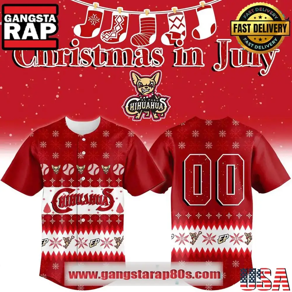 El Paso Chihuahuas Christmas in July 2025 Special Custom Number Baseball Jersey Shirt Image