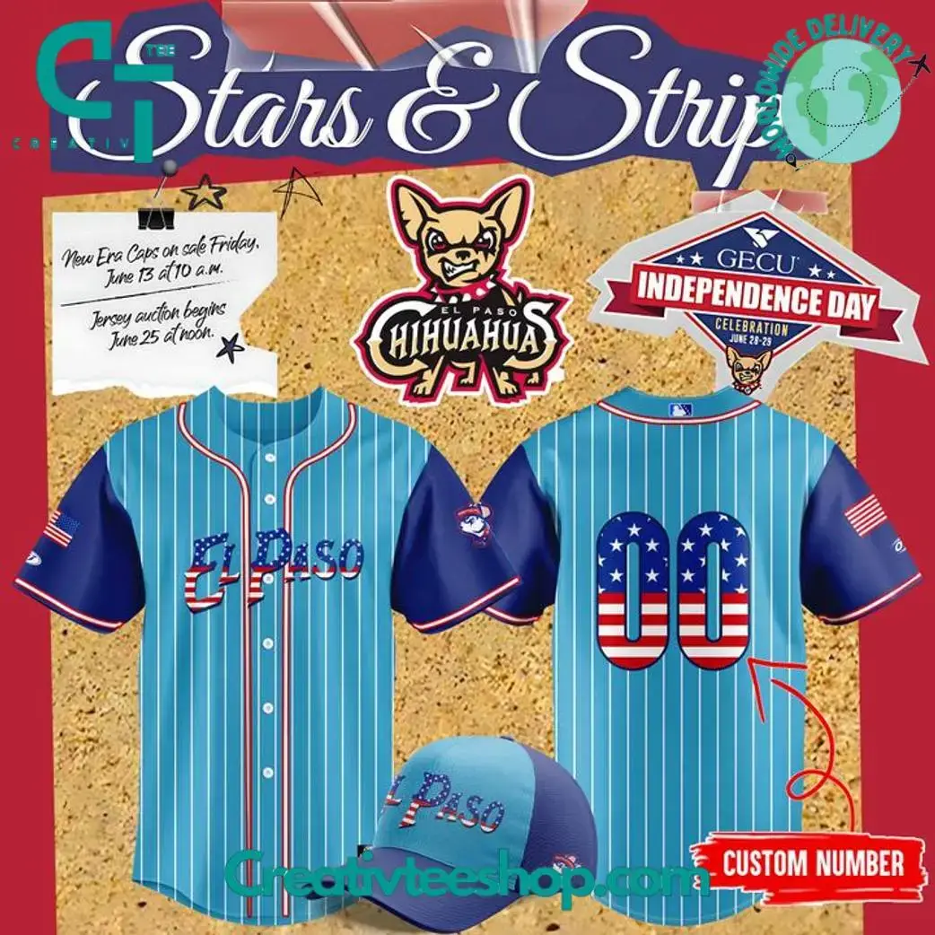 El Paso Chihuahuas Stars & Stripes 2025 Special Baseball Jersey Image