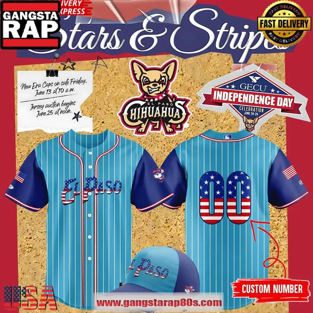 El Paso Chihuahuas Stars & Stripes Special Custom Baseball Jersey Shirt Image