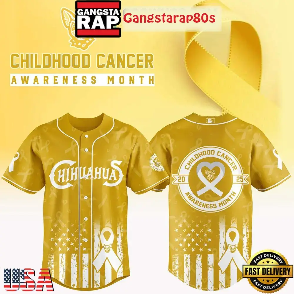 El Paso Chihuahuas x Childhood Cancer Awarness Month 2025 Baseball Jersey Image