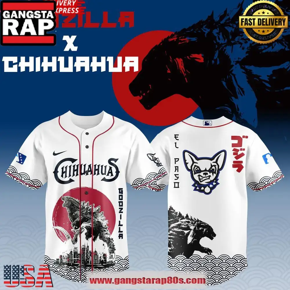 El Paso Chihuahuas x Godzilla Night 2025 Baseball Jersey Shirt Image