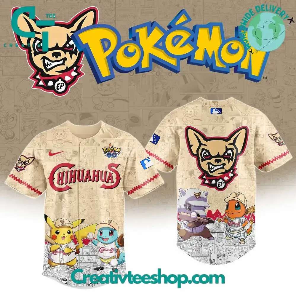 El Paso Chihuahuas X Pokemon Go Special Baseball Jersey Image