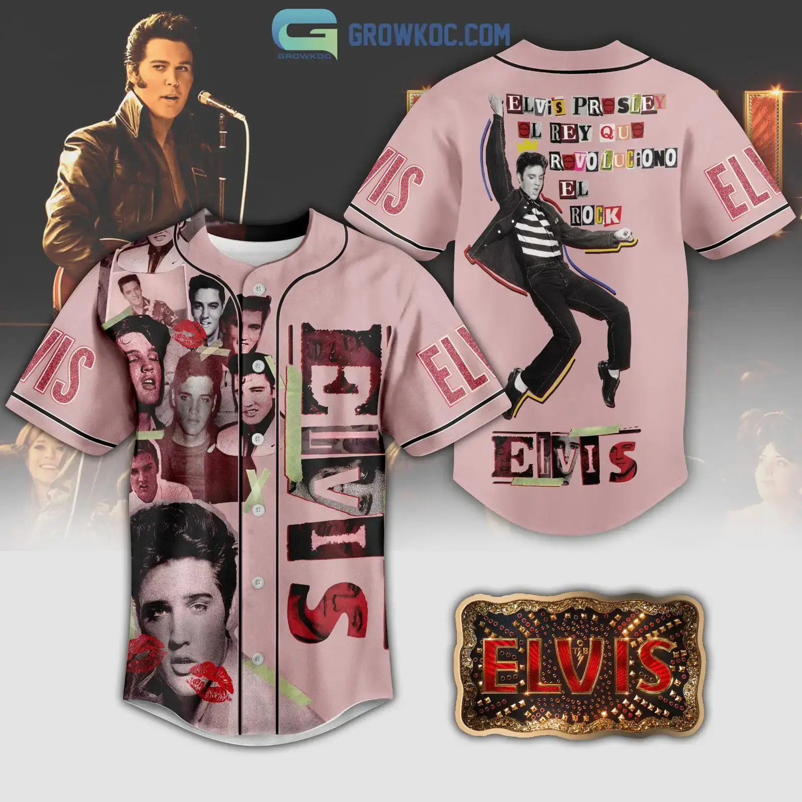 Elvis Presley El Rey Que Revoluciono El Rock Baseball Jersey Image